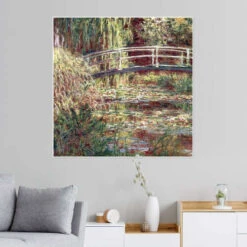 Den Japanske Bro Over åkandedammen, Lyserød Harmoni Claude Monet Plakat 30 X 30 Cm Billedramme -POSTERLOUNGE Salg 125652 poster room square l