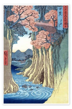 The Monkey Bridge In The Kai Province Utagawa Hiroshige Plakat 20 X 30 Cm Billedramme