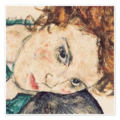 Siddende Kvinde Med Bøjet Knæ (detalje) Egon Schiele Plakat 30 X 30 Cm Billedramme