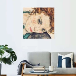Siddende Kvinde Med Bøjet Knæ (detalje) Egon Schiele Plakat 30 X 30 Cm Billedramme -POSTERLOUNGE Salg 150570 poster room beige l