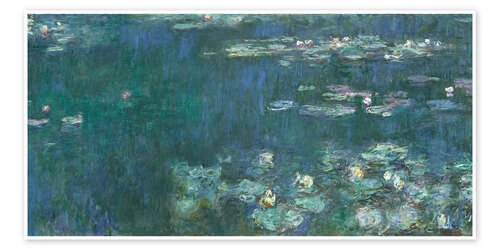 Åkander, Grønne Refleksioner II Claude Monet Plakat 40 X 20 Cm Billedramme 3 Åkander, Grønne Refleksioner II Claude Monet Plakat 40 X 20 Cm Billedramme