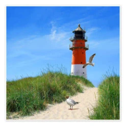 On Lighthouse At The Dike Monika Jüngling Plakat 30 X 30 Cm Billedramme