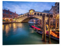 Rialto Bridge In Venice Italy At Night Jan Christopher Becke Akrylbillede 30 X 20 Cm Billedramme