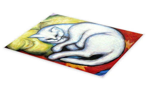 The White Cat (Tom Cat On Yellow Pillow) Franz Marc Plakat 40 X 30 Cm Billedramme 4 The White Cat (Tom Cat On Yellow Pillow) Franz Marc Plakat 40 X 30 Cm Billedramme - Billede 2