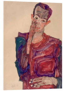Self-Portrait With Eyelid Pulled Down Egon Schiele Akrylbillede 20 X 30 Cm Billedramme