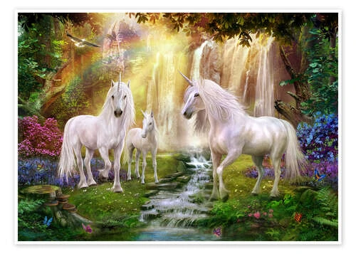 Enhjørningenes Lysning Jan Patrik Krasny Plakat 40 X 30 Cm Billedramme 3 Enhjørningenes Lysning Jan Patrik Krasny Plakat 40 X 30 Cm Billedramme