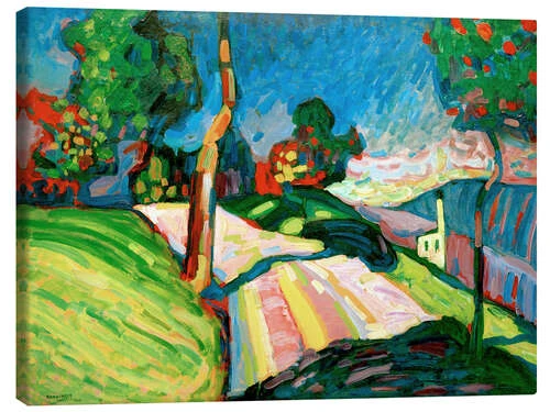 Murnau - Kohlgruber Straße Wassily Kandinsky Lærredsbillede 30 X 20 Cm Billedramme 3 Murnau - Kohlgruber Straße Wassily Kandinsky Lærredsbillede 30 X 20 Cm Billedramme