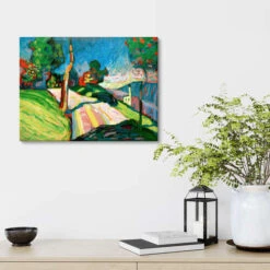 Murnau - Kohlgruber Straße Wassily Kandinsky Lærredsbillede 30 X 20 Cm Billedramme 9 Murnau - Kohlgruber Straße Wassily Kandinsky Lærredsbillede 30 X 20 Cm Billedramme -POSTERLOUNGE Salg 510903 canvas room green l