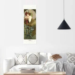 The Precious Stones - Emerald Alfons Mucha Plakat 20 X 60 Cm Billedramme -POSTERLOUNGE Salg 511370 poster room living room l
