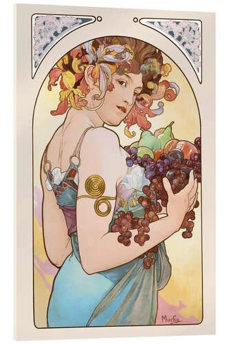Fruit, Nature Alfons Mucha Akrylbillede 20 X 30 Cm Billedramme 3 Fruit, Nature Alfons Mucha Akrylbillede 20 X 30 Cm Billedramme