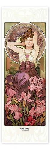 The Precious Stones - Amethyst Alfons Mucha Plakat 20 X 60 Cm Billedramme