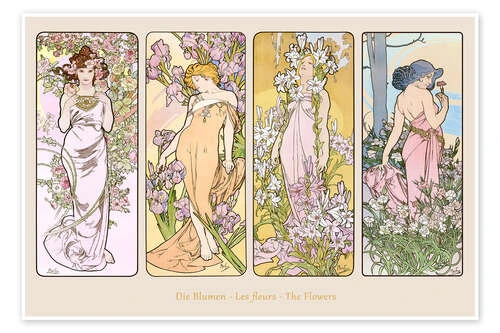 The Flowers Alfons Mucha Plakat 30 X 20 Cm Billedramme 3 The Flowers Alfons Mucha Plakat 30 X 20 Cm Billedramme