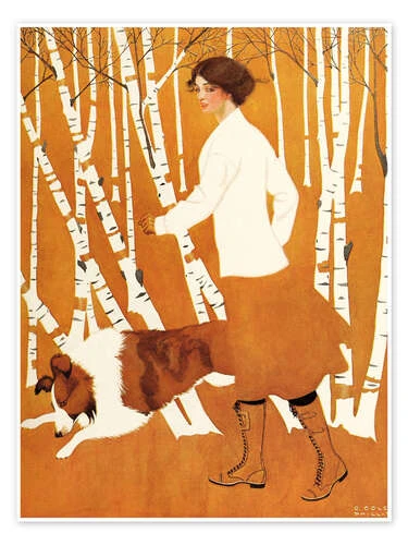 Walking The Dog In The Birch Forest Clarence Coles Phillips Plakat 30 X 40 Cm Billedramme 3 Walking The Dog In The Birch Forest Clarence Coles Phillips Plakat 30 X 40 Cm Billedramme
