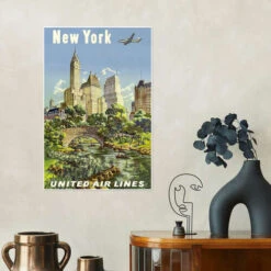 New York United Airlines Vintage Travel Collection Plakat 20 X 30 Cm Billedramme -POSTERLOUNGE Salg 538244 poster room ad prints l