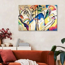 Composition IV., 1911 Wassily Kandinsky Lærredsbillede 30 X 20 Cm Billedramme -POSTERLOUNGE Salg 559409 canvas room landscape format l