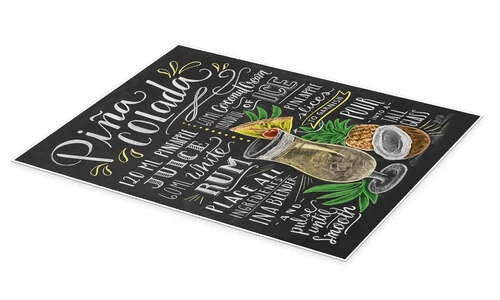 Piña Colada Opskrift (engelsk) Lily & Val Plakat 30 X 40 Cm Billedramme 4 Piña Colada Opskrift (engelsk) Lily & Val Plakat 30 X 40 Cm Billedramme - Billede 2