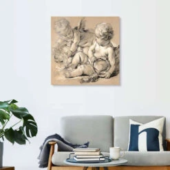 Winged Putti With Flowers François Boucher Akrylbillede 30 X 30 Cm Billedramme -POSTERLOUNGE Salg 604787 acrylic glass room beige l