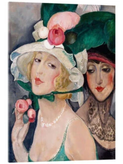 To Kokotter Med Hatte (Lili Med Veninde) Gerda Wegener Akrylbillede 20 X 30 Cm Billedramme