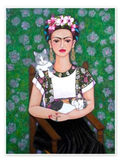 Frida Kahlo Katteelskeren Madalena Lobao-Tello Plakat 30 X 40 Cm Billedramme