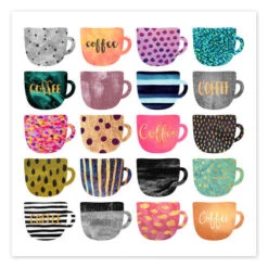 Pretty Coffee Cups Elisabeth Fredriksson Plakat 30 X 30 Cm Billedramme