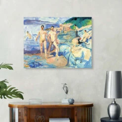 Bathing Men Edvard Munch Galleritryk 30 X 20 Cm Billedramme -POSTERLOUNGE Salg 609738 gallery print room blue l
