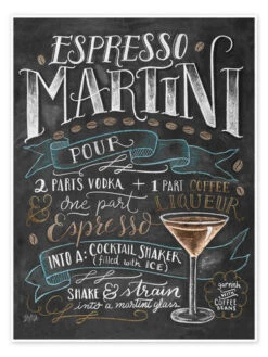 Espresso Martini Opskrift (engelsk) Lily & Val Plakat 30 X 40 Cm Billedramme