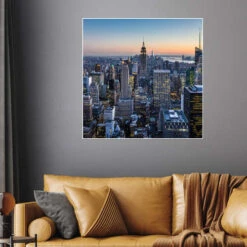 New York - Empire State Building Og Skyskrabere I Skumring Plakat 30 X 30 Cm Billedramme -POSTERLOUNGE Salg 617302 poster room skylines l