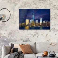 Manhattan Skyline At Night Akrylbillede 30 X 20 Cm Billedramme -POSTERLOUNGE Salg 617839 acrylic glass room skylines l