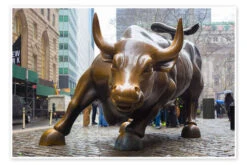 Wall Street-tyren I Lower Manhattan Plakat 30 X 20 Cm Billedramme