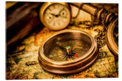 Antique Compass Akrylbillede 30 X 20 Cm Billedramme