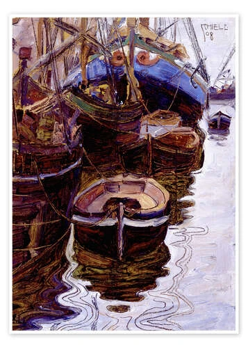 Boats In The Harbor (Trieste) Egon Schiele Plakat 30 X 40 Cm Billedramme 3 Boats In The Harbor (Trieste) Egon Schiele Plakat 30 X 40 Cm Billedramme