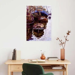 Boats In The Harbor (Trieste) Egon Schiele Plakat 30 X 40 Cm Billedramme 9 Boats In The Harbor (Trieste) Egon Schiele Plakat 30 X 40 Cm Billedramme -POSTERLOUNGE Salg 622290 poster room brown l