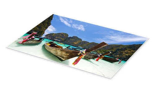 Long-tail Båd Ved Maya Bay På øen Phi Phi Plakat 30 X 20 Cm Billedramme 4 Long-tail Båd Ved Maya Bay På øen Phi Phi Plakat 30 X 20 Cm Billedramme - Billede 2