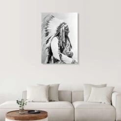 Sioux Høvding Siddende Tyr John Parrot Akrylbillede 20 X 30 Cm Billedramme -POSTERLOUNGE Salg 627445 acrylic glass room black and white l