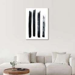 Abstrakte Penselstrøg Lærredsbillede 20 X 30 Cm Billedramme -POSTERLOUNGE Salg 636434 canvas room black and white l