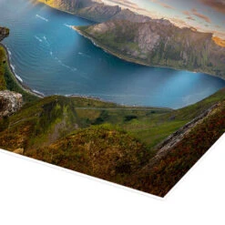 Panoramic View From Husfjellet Mountain On Senja Island During Sunset, Noway Markus Ulrich Plakat 60 X 20 Cm Billedramme -POSTERLOUNGE Salg 641365 poster empCorner l