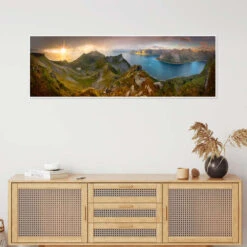 Panoramic View From Husfjellet Mountain On Senja Island During Sunset, Noway Markus Ulrich Plakat 60 X 20 Cm Billedramme -POSTERLOUNGE Salg 641365 poster room panorama l