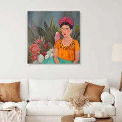Frida Kahlo I Det Blå Hus Sylvie Demers Akrylbillede 30 X 30 Cm Billedramme -POSTERLOUNGE Salg 654873 acrylic glass room orange l