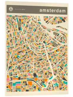 AMSTERDAM MAP Jazzberry Blue Akrylbillede 20 X 30 Cm Billedramme