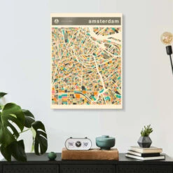 AMSTERDAM MAP Jazzberry Blue Akrylbillede 20 X 30 Cm Billedramme -POSTERLOUNGE Salg 660291 acrylic glass room graphic design l