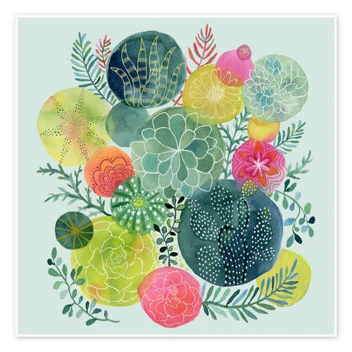 Kaktus Cirkler Janet Broxon Plakat 30 X 30 Cm Billedramme 3 Kaktus Cirkler Janet Broxon Plakat 30 X 30 Cm Billedramme