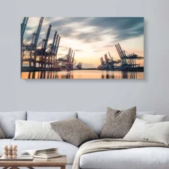 Hamburg Harbour Sunset Justin Schümann Galleritryk 40 X 20 Cm Billedramme -POSTERLOUNGE Salg 666805 gallery print room panorama l