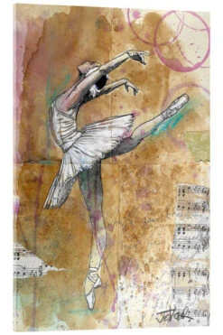 White Swan (ballet Study) Loui Jover Akrylbillede 20 X 30 Cm Billedramme