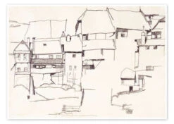 Old Houses In Krumau Egon Schiele Plakat 40 X 30 Cm Billedramme