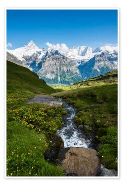 Mountain Panorama With Schreckhorn And FiescherhornView From First, Grindelwald, Switzerland Peter Wey Plakat 20 X 30 Cm Billedramme