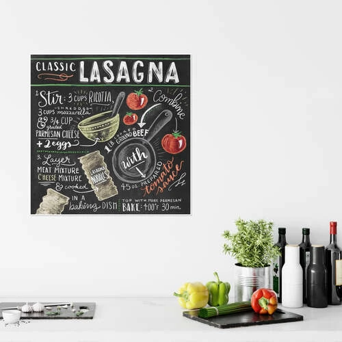 Classic Lasagna Opskrift (engelsk) Lily & Val Plakat 30 X 30 Cm Billedramme 6 Classic Lasagna Opskrift (engelsk) Lily & Val Plakat 30 X 30 Cm Billedramme - Billede 4