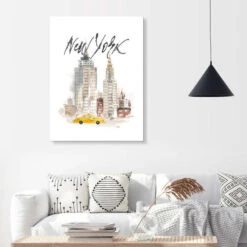 Akvarel New York Skyskrabere Akrylbillede 20 X 30 Cm Billedramme -POSTERLOUNGE Salg 681473 acrylic glass room living room l