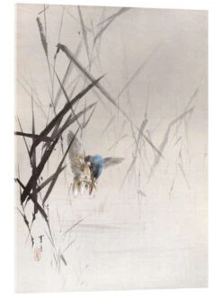 Bird Catches Fish Watanabe Seitei Akrylbillede 20 X 30 Cm Billedramme