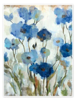 Abstracted Floral In Blue II Silvia Vassileva Plakat 30 X 40 Cm Billedramme