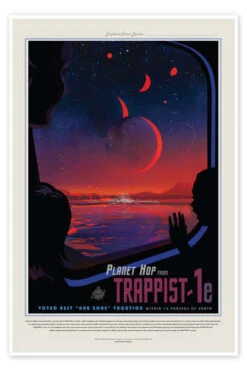Retro Space Travel - TRAPPIST-1e NASA Plakat 20 X 30 Cm Billedramme